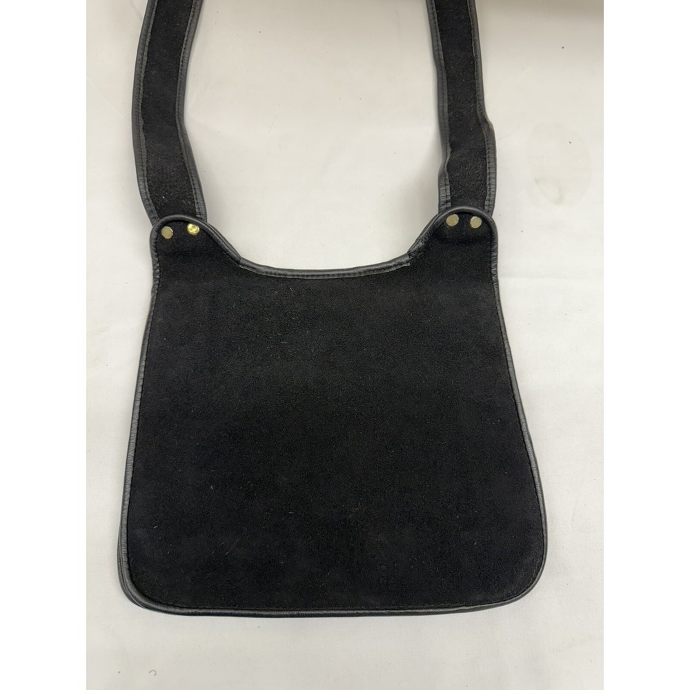 Vintage Suede Purse Black With Brass Colored Studs 1970s Mr. R - Picture 2 of 5